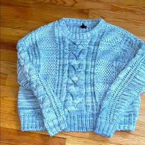 Grey and white crew neck sweater